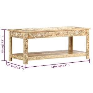 Konferenční stolek 110x50x45 cm ruční malba masivní mangovník - obrázek 5