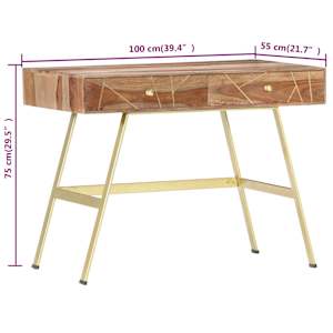 Psací stůl se zásuvkami 100x55x75 cm masivní akáciové dřevo - obrázek 6