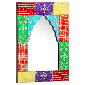 vidaXL Espejo pintado a mano de madera maciza de mango 40x55 cm