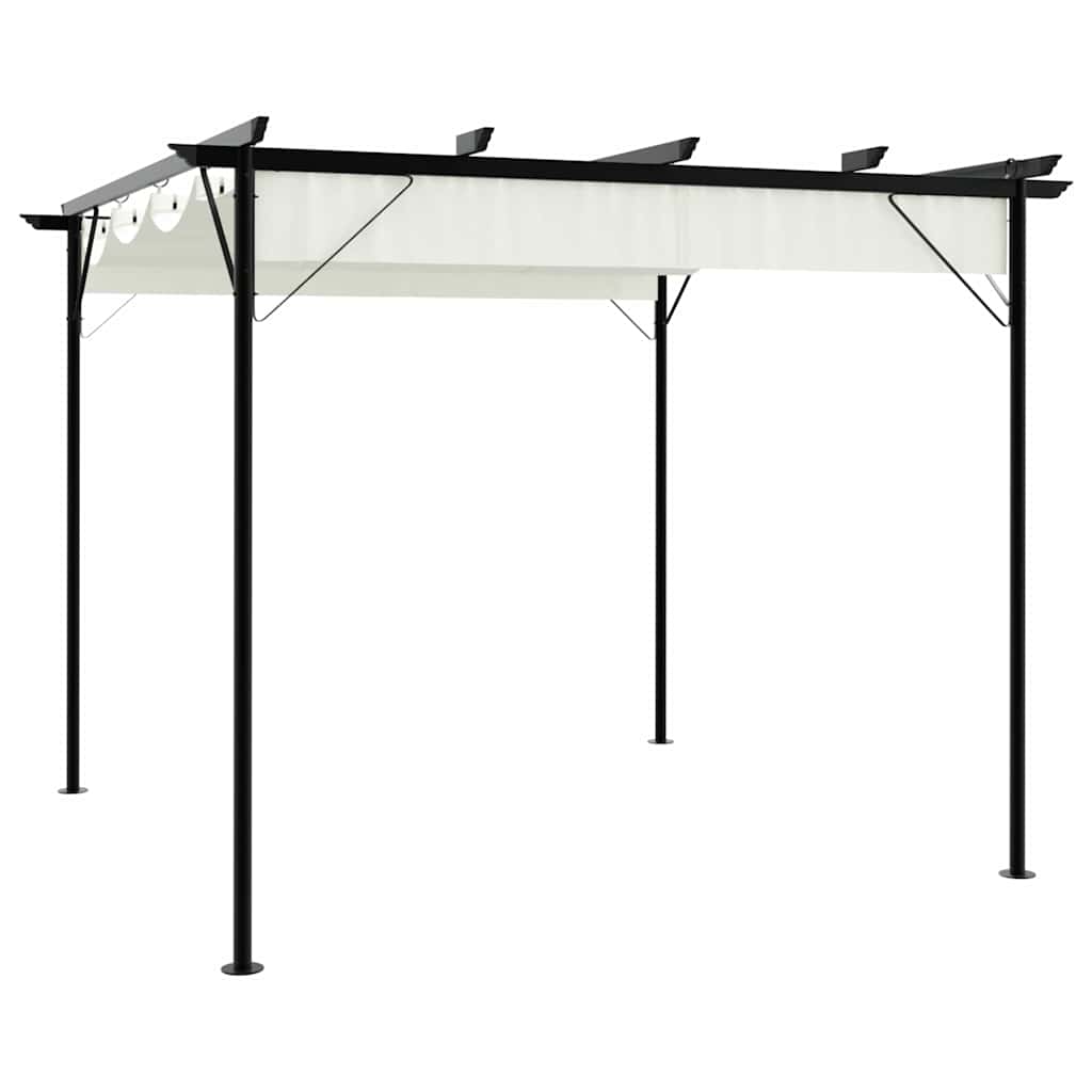 vidaXL Pergola se zatahovací střechou krémově bílá 3 x 3 m ocel