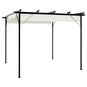 Pergola se zatahovací střechou krémově bílá 3 x 3 m ocel - obrázek 1