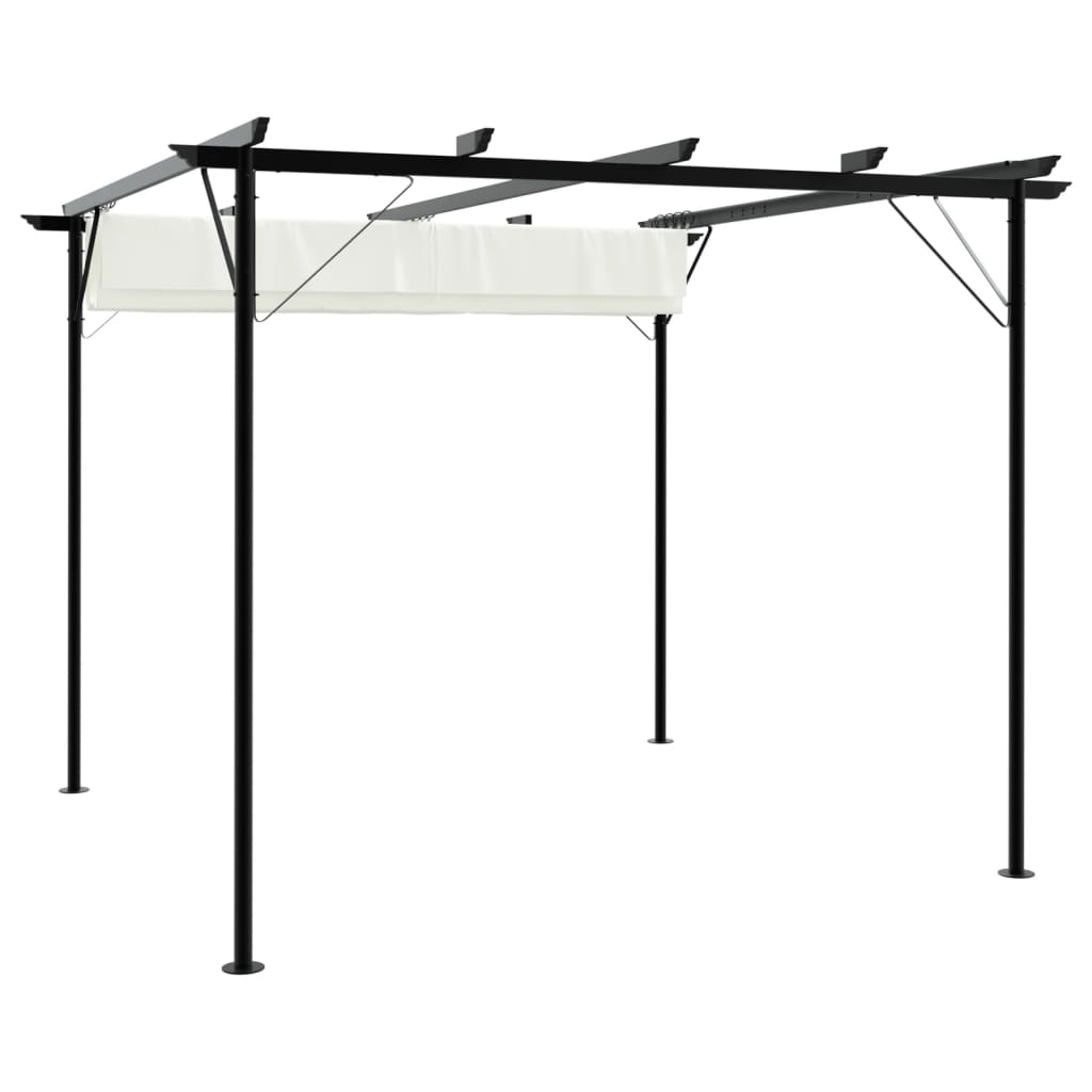 Pergola With Retractable Roof Cream White 3x3 M Steel VidaXL 13 width=274