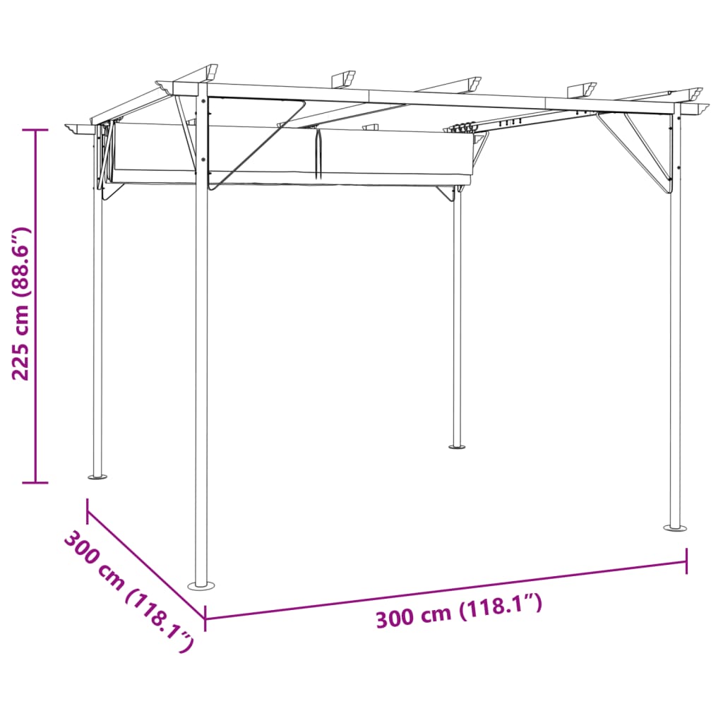 Pergola With Retractable Roof Cream White 3x3 M Steel VidaXL 18 width=274