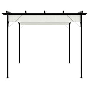 Pergola se zatahovací střechou krémově bílá 3 x 3 m ocel - obrázek 3