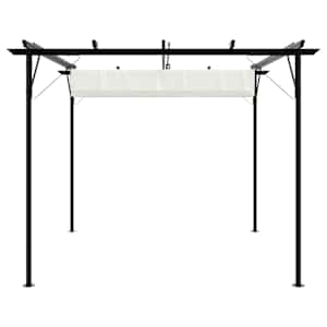 Pergola se zatahovací střechou krémově bílá 3 x 3 m ocel - obrázek 4