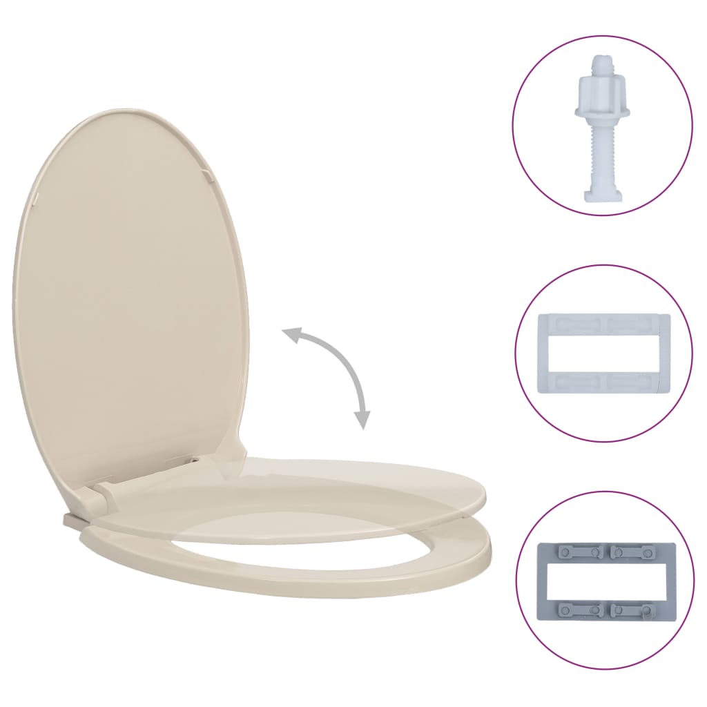 vidaXL Toiletbril soft-close ovaal abrikooskleurig afbeelding