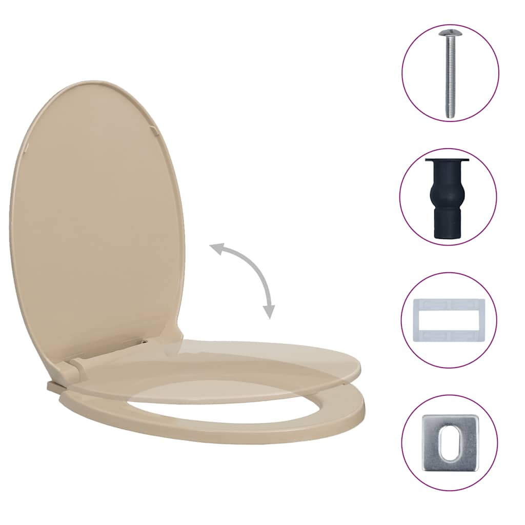 Thumbnail - vidaXL Toilettensitz mit Absenkautomatik Quick-Release Beige Oval