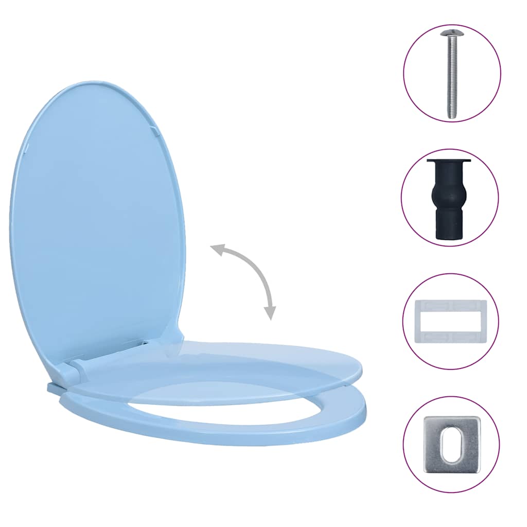 Thumbnail - vidaXL Toilettensitz mit Absenkautomatik Quick-Release Blau Oval