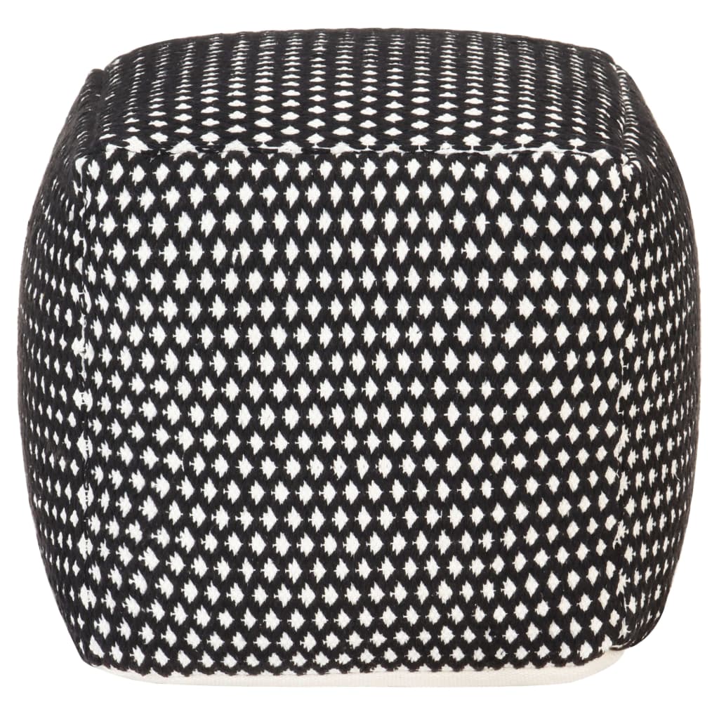 vidaXL Pouf Gewebtes Design Schwarz und Weiß 45x45x45 cm Baumwolle