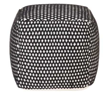 vidaXL Pouf Gewebtes Design Schwarz und Weiß 45x45x45 cm Baumwolle