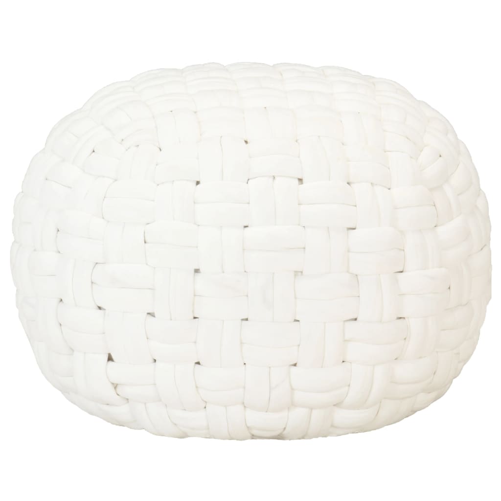 vidaXL Pouf Geflochtenes Design Weiß 50 x 35 cm Baumwolle