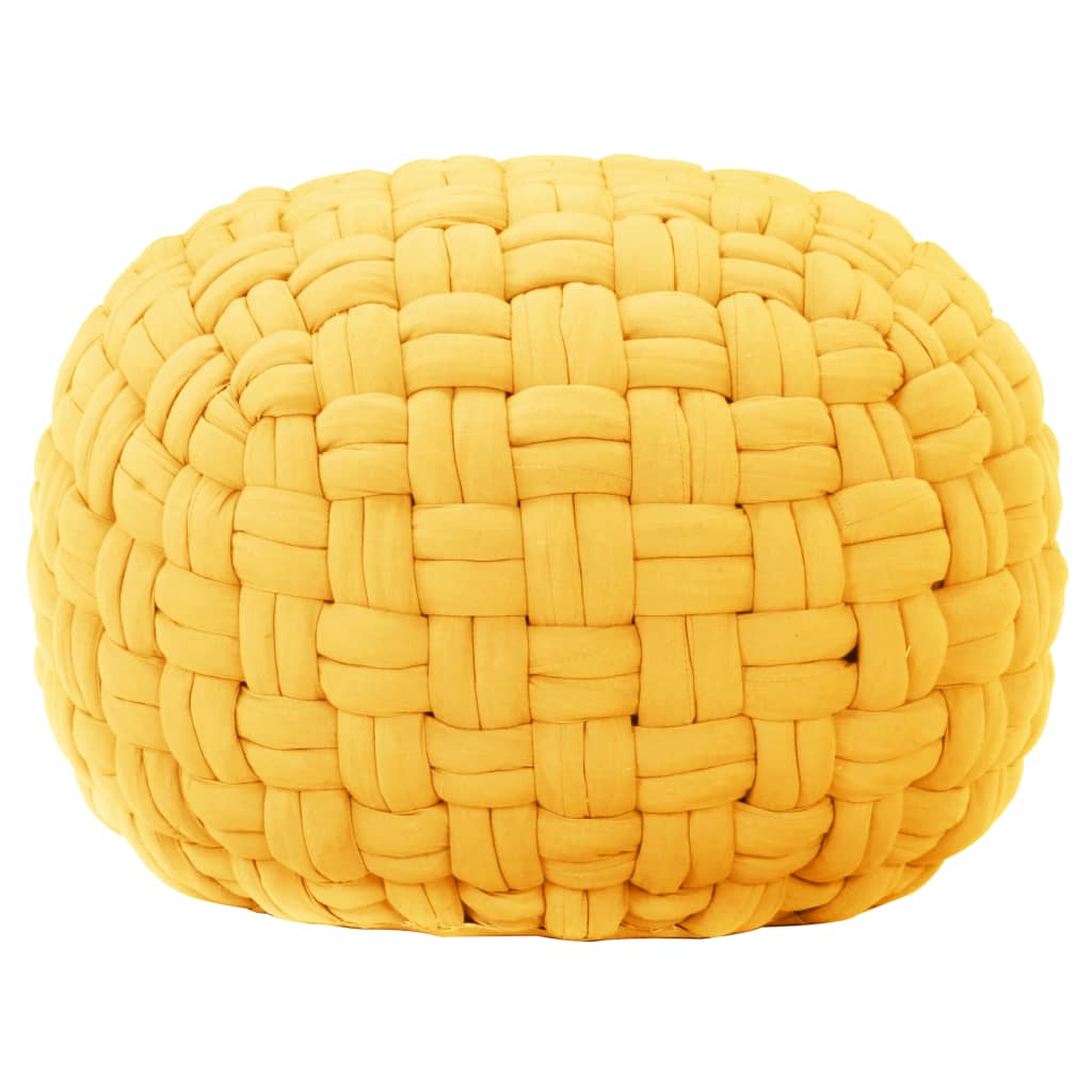 vidaXL Pouf Geflochtenes Design Senfgelb 50 x 35 cm Baumwolle