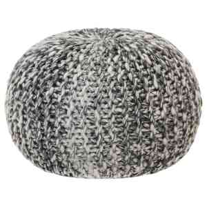 vidaXL Pufas, tamsiai pilkas, 50x35cm, audinys, megztas rankomis