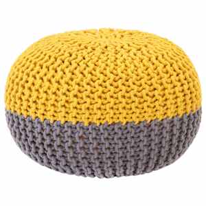 vidaXL Pufas, antracito ir garstyčių, 50x35cm, medvilnė, megztas