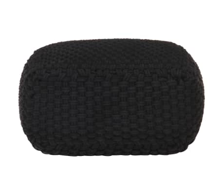 vidaXL Pouf tricoté à la main Noir 50x50x30 cm Coton