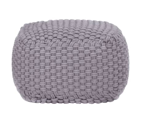 vidaXL Handgestrickter Pouf Grau 50 x 50 x 30 cm Baumwolle