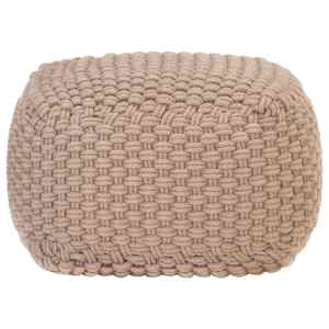 vidaXL Pufas, rudas, 50x50x30cm, medvilnė, megztas rankomis