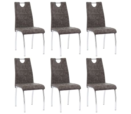 vidaXL Chaises de salle à manger 6 pcs Marron Similicuir vidaXL Chaises de salle à manger 6 pcs Marron Similicuir