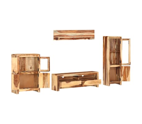 vidaXL Televizoriaus spintelių rinkinys, 4 dalių, dalbergijos masyvas