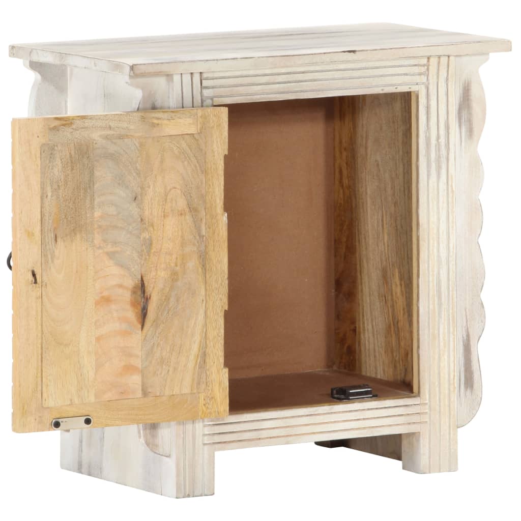 

vidaXL Nachtkastje 50x30x50 cm massief mangohout wit