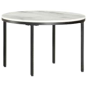 vidaXL kohvilaud, valge ja must, &Oslash; 65 cm, ehtne marmor