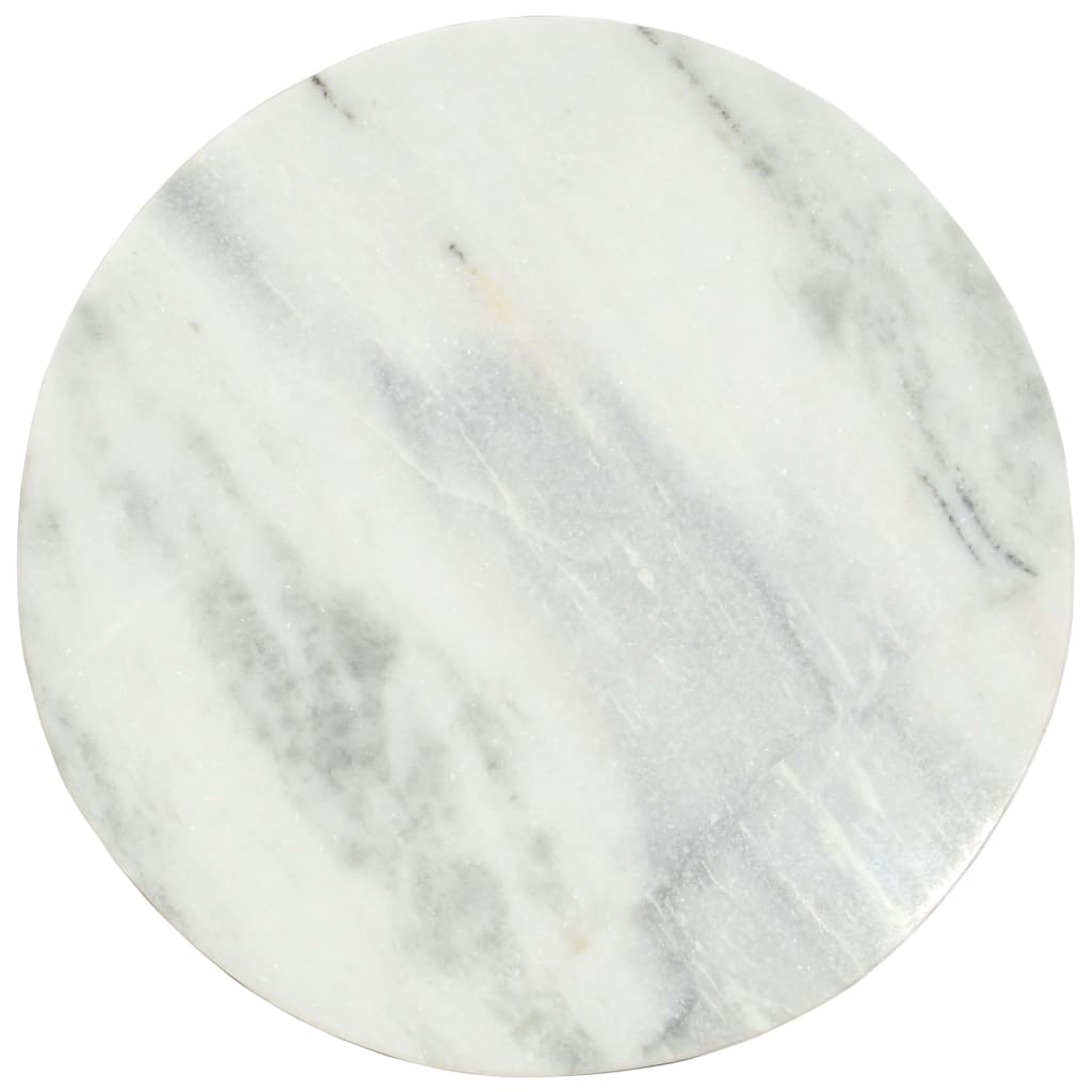 vidaXL Klubska mizica bela in črna Ø65 cm pravi trdi marmor