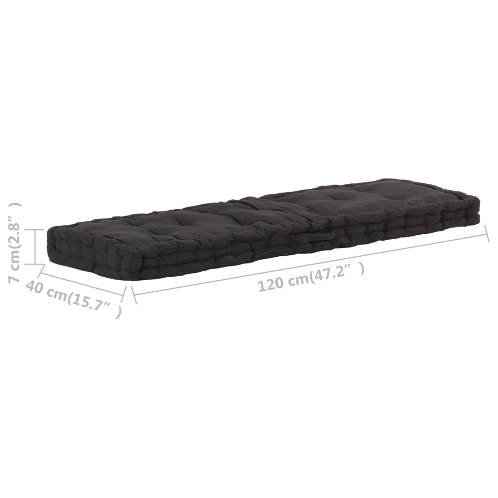 palešu dīvānu spilvens, melns, 120x40x7 cm, kokvilna | Stepinfit.lv