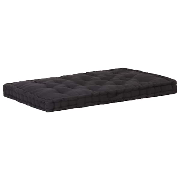 vidaXL euroaluse istumispadi, puuvill, 120 x 80 x 10 cm, must