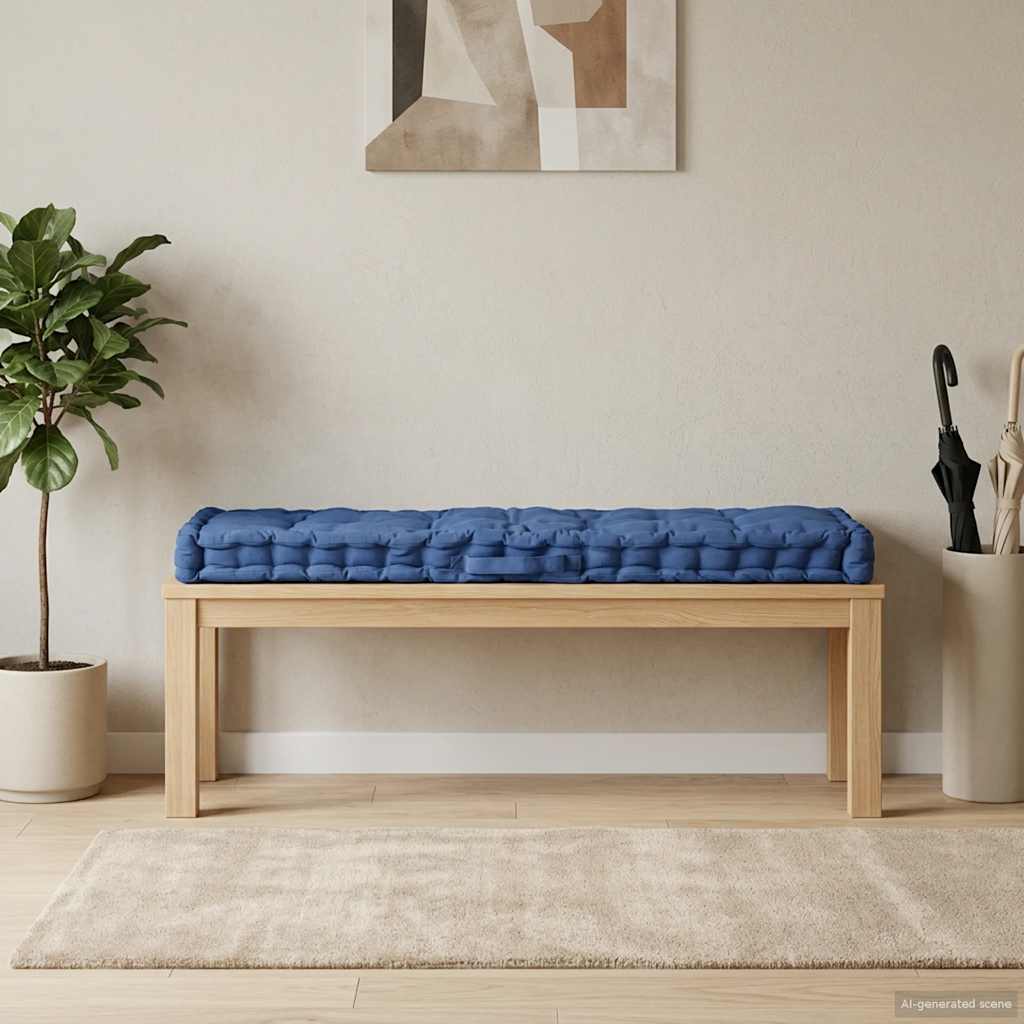 vidaXL Pernă podea canapea din paleți, bleu, 120 x 40 x 7 cm, bumbac