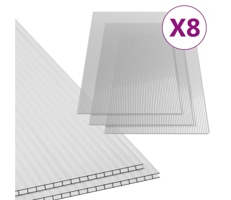 vidaXL Polycarbonaatplaten 8 st 4 mm 121x60 cm