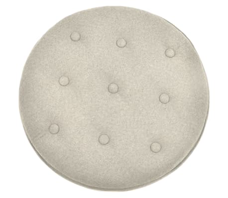 vidaXL Daiktadėžė-taburetė, kreminės spalvos, audinys, apskrita