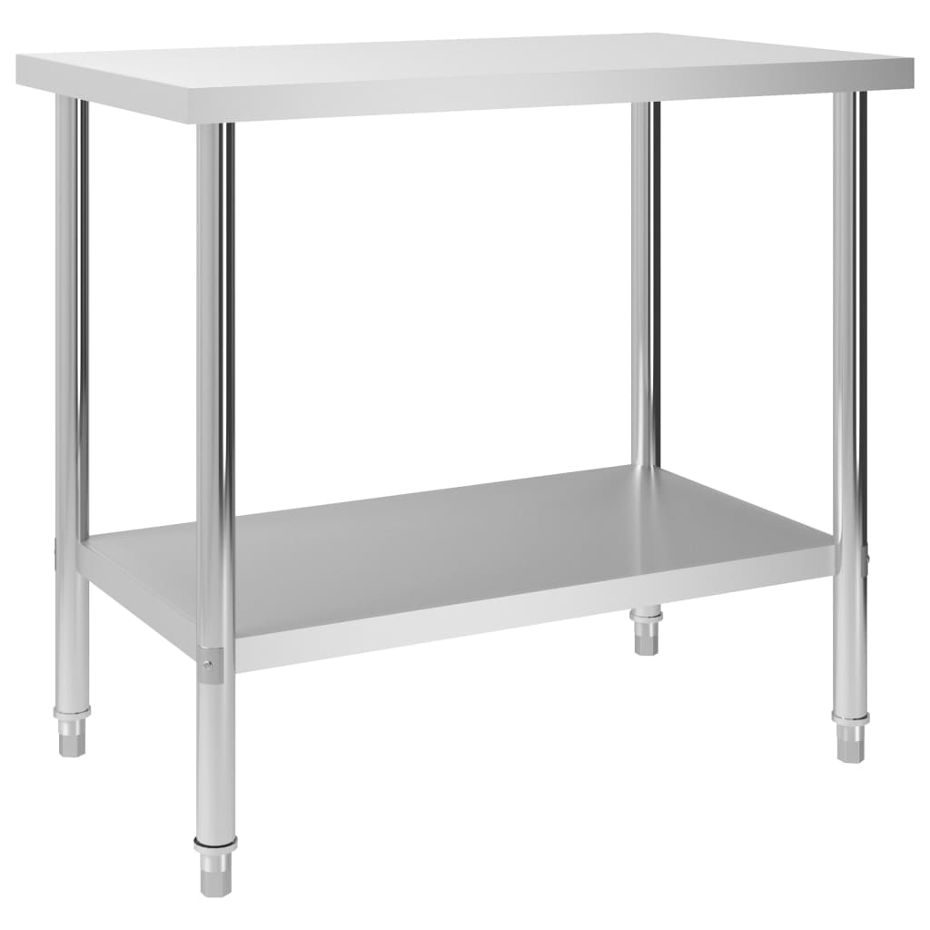 vidaXL Kitchen Work Table 39.4"x23.6"x33.5" Stainless Steel-image-8719883821764
