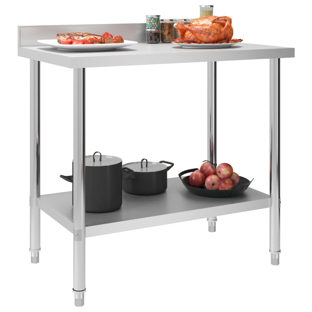 vidaXL Keukenwerktafel met spatscherm 100x60x93 cm roestvrij staal afbeelding