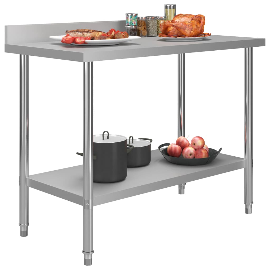 

vidaXL Keukenwerktafel met spatscherm 120x60x93 cm roestvrij staal