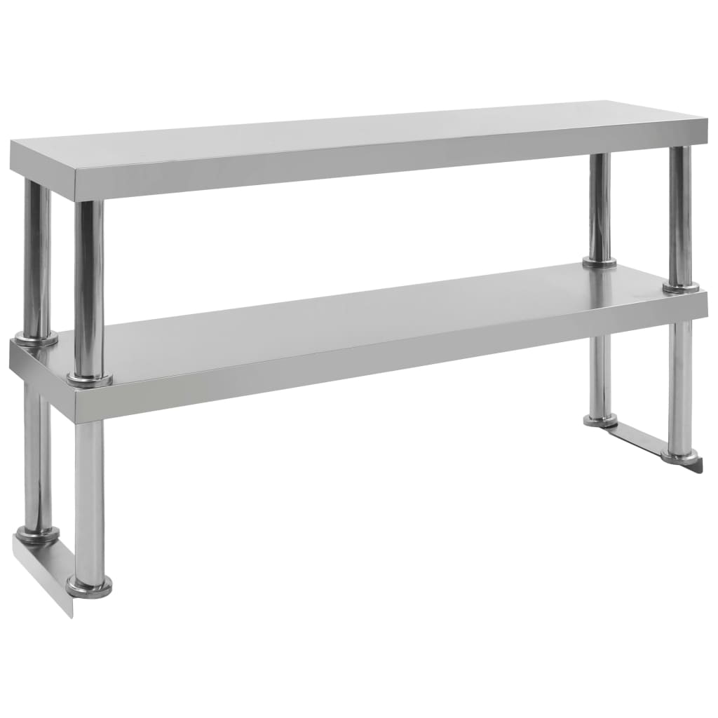 Produktfoto för vidaXL Överhylla för arbetsbord 2 hyllplan 120x30x65 cm rostfritt stål