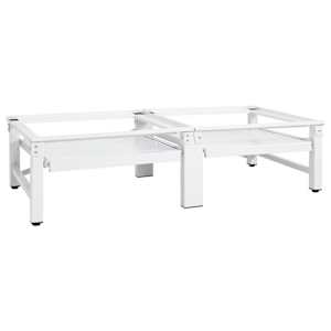 Podstavek za pralni in sušilni stroj z izvlečnima policama bel