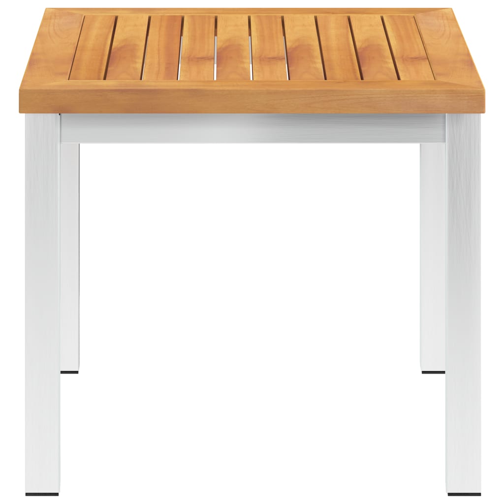 vidaXL Tuinbijzettafel 45x45x38 cm massief acaciahout roestvrij staal