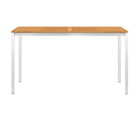 vidaXL Garden Dining Table 140x80x75 cm Solid Acacia Wood and Stainless Steel