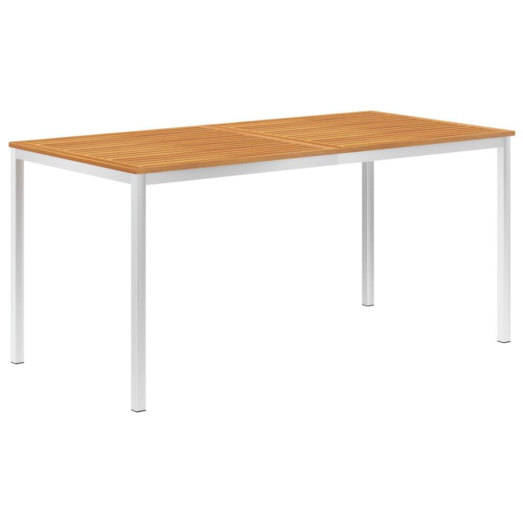 vidaXL Τραπεζαρία Κήπου 160x80x75 εκ Μασίφ Ξύλο Ακακίας/Ανοξ. Ατσάλι
