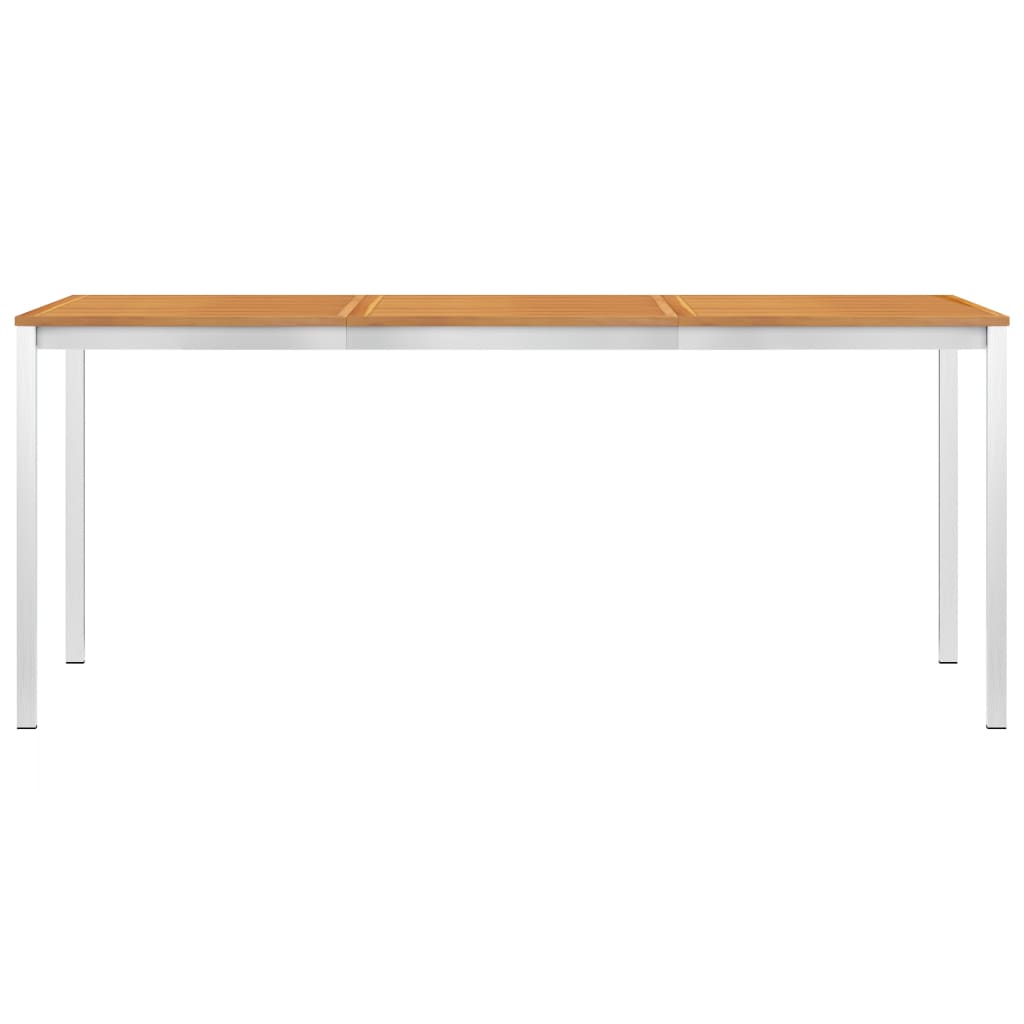 vidaXL Garden Dining Table 180x90x75 cm Solid Acacia Wood and Stainless Steel