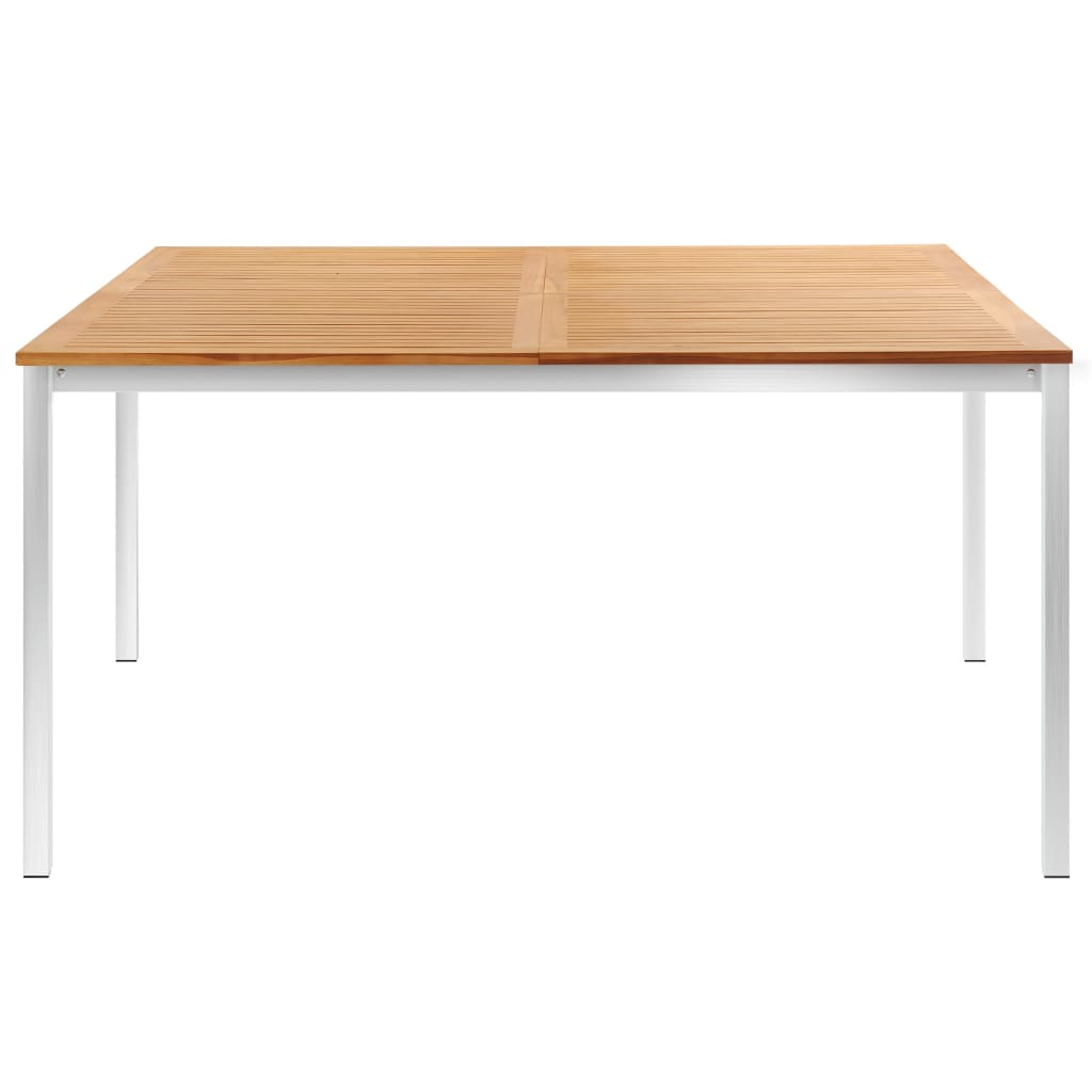 vidaXL Garden Dining Table 150x150x75 cm Solid Acacia Wood and Stainless Steel