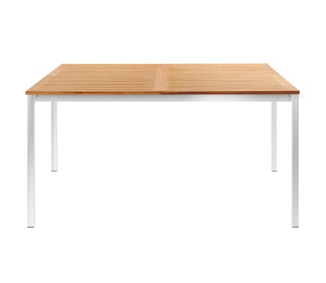 vidaXL Garden Dining Table 150x150x75 cm Solid Acacia Wood and Stainless Steel