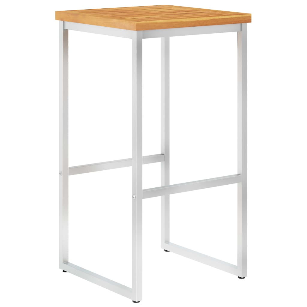 vidaXL Barstoelen 4 st massief acaciahout en roestvrij staal afbeelding