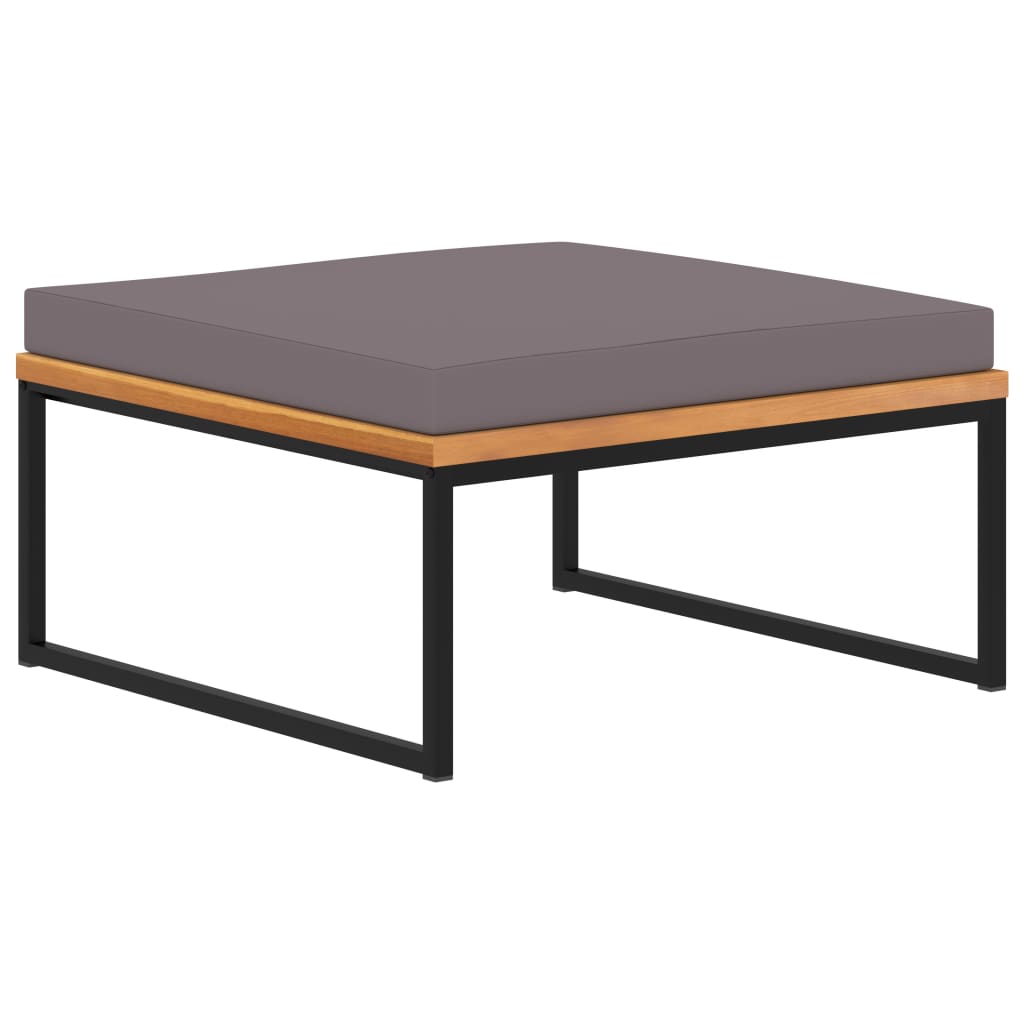 vidaXL Footrest with Cushion 66x66x36 cm Solid Acacia Wood Dark Grey