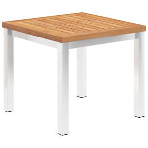 Zahradní odkládací stolek 45x45x38 cm masivní teak a nerez ocel - obrázek 1