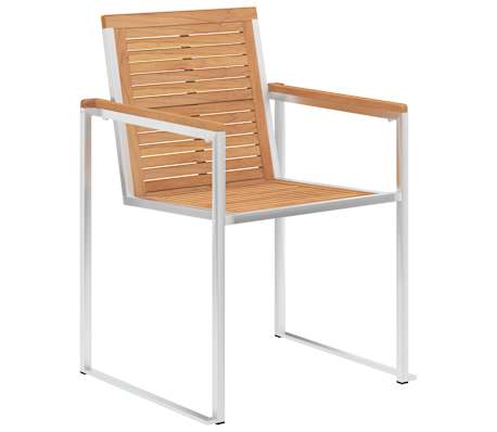 vidaXL havestole 2 stk. massivt teak og rustfrit st&aring;l