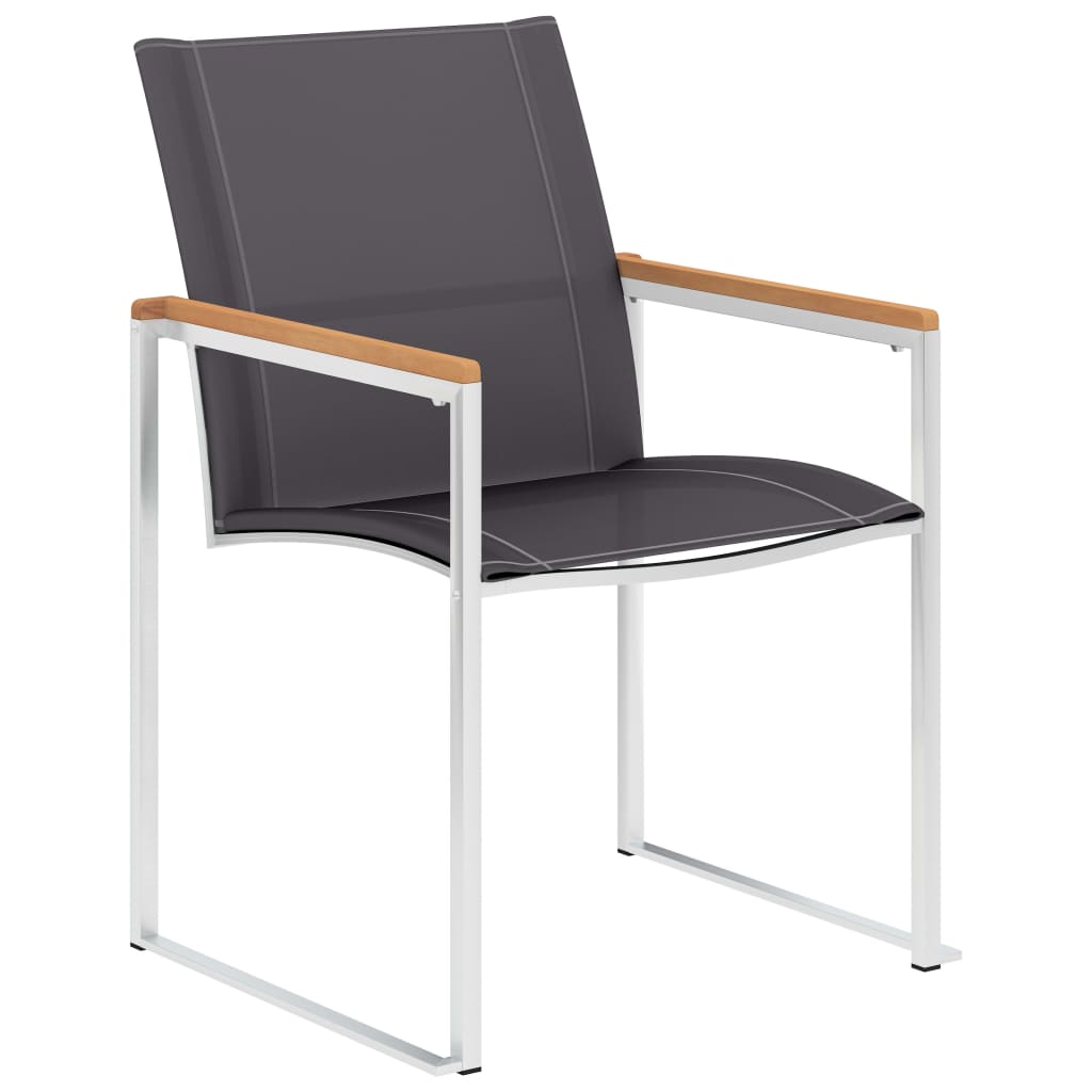 

vidaXL Tuinstoelen 4 st textileen en roestvrij staal grijs
