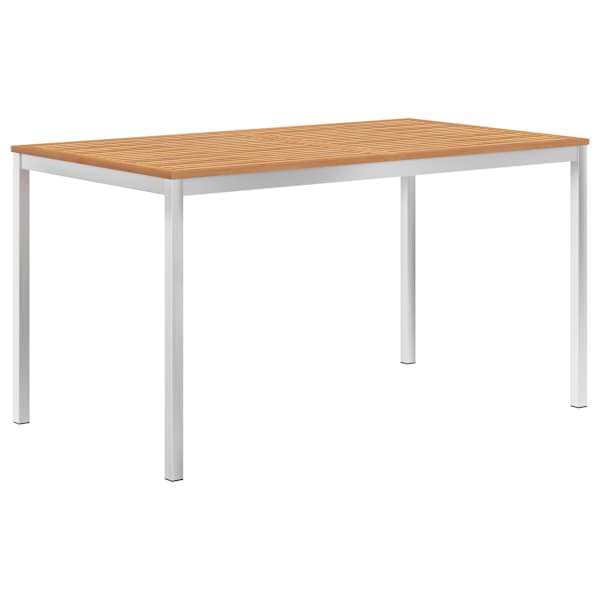 vidaXL aia s&ouml;&ouml;gilaud, 140 x 80 x 75 cm, tiikpuu ja roostevaba teras