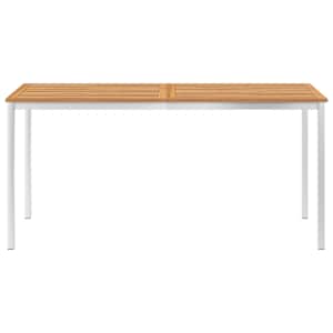 vidaXL ガーデンダイニングテーブル 160x80x75cm チーク無垢材＆ステンレススチール製