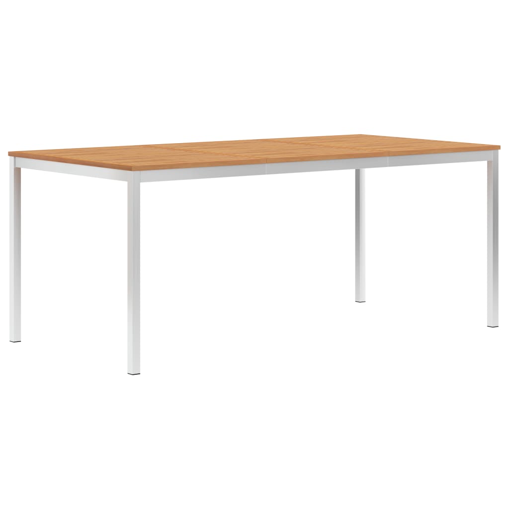vidaXL Τραπεζαρία Κήπου 180x90x75 εκ. Μασίφ Ξύλο Teak/Ανοξείδ. Ατσάλι